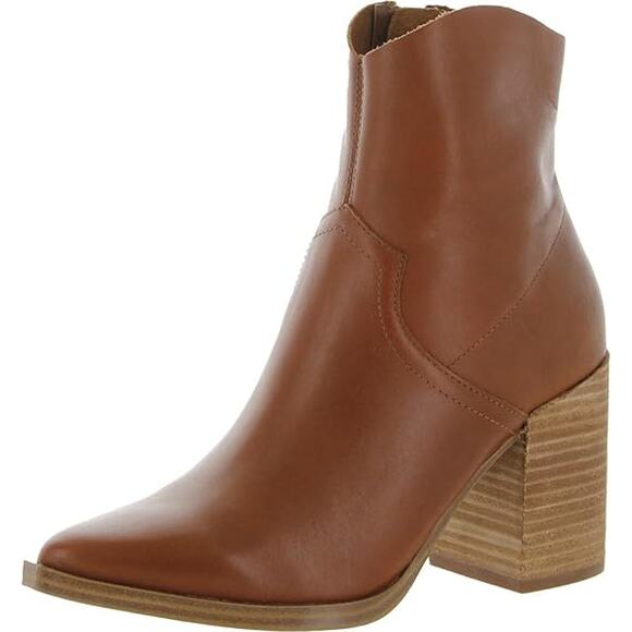 NWT Steve Madden Women's Cate Cognac Block Heel Pointed Toe Pull On Boots-SZ 11 - Picture 1 of 3